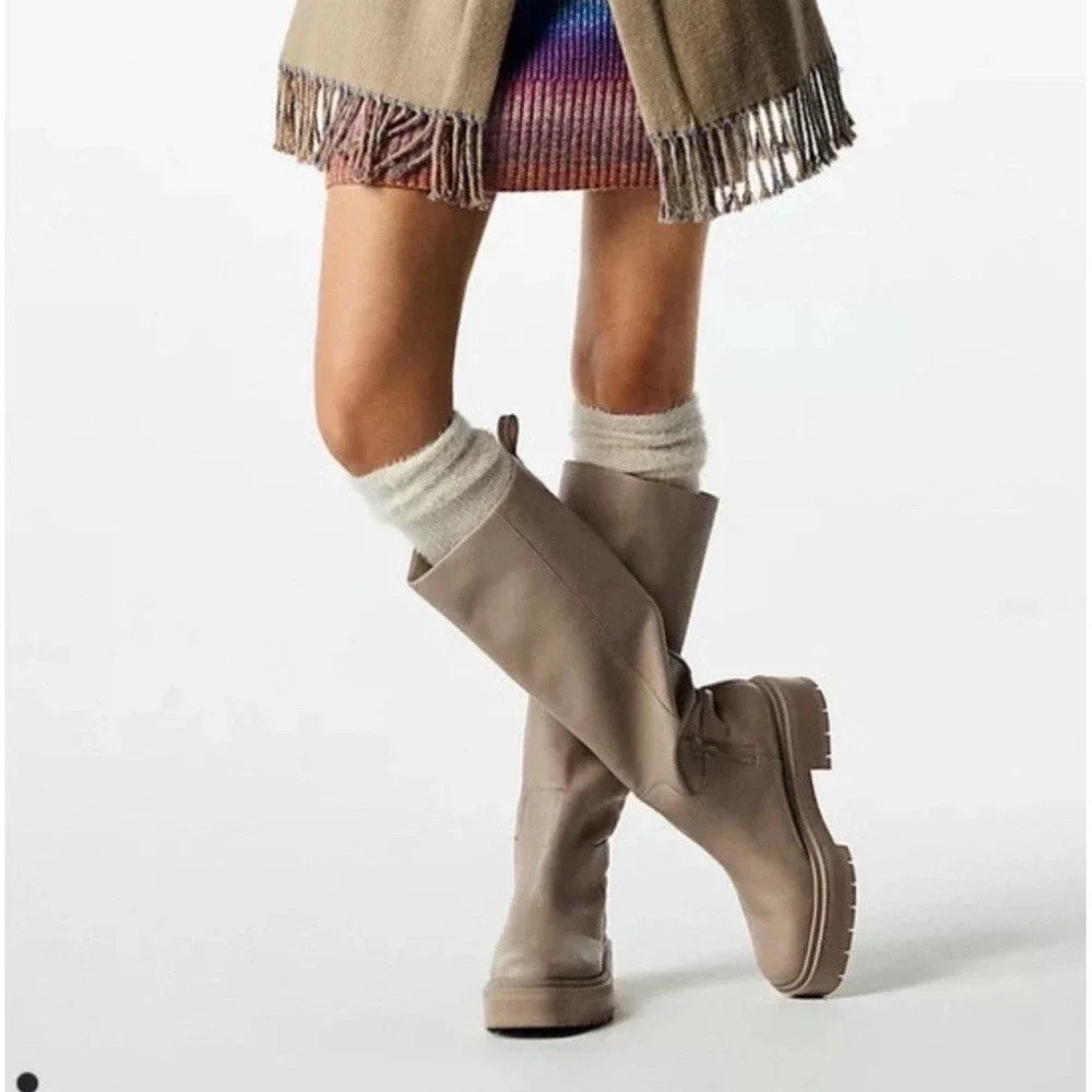Sam Edelman Women's Larina Knee High Waterproof‎ Boot Sesame Tan 9 $250 With Box